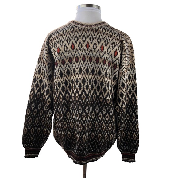 Intiwara Other - NWT Intiwara 100% Alpaca Sweater Geometric Ombre Brown Tan Crewneck Men's XL